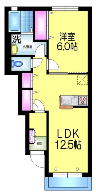 アロアージュハイムの間取り|★1ＬＤＫ／２面窓★