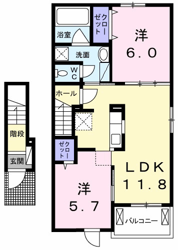 レジデンス　コンフォート　Ｂの間取り|間取図