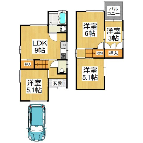 【間取り】 | 堺市東区北野田貸家