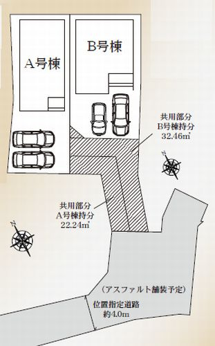【仲介手数料０円】藤沢市本鵠沼1丁目　新築一戸建て　全2棟の区画図|【仲介手数料０円】藤沢市本鵠沼1丁目　新築一戸建て　全2棟