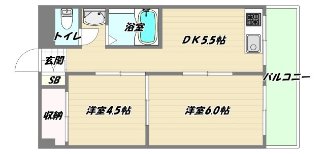 大阪市東淀川区豊里１丁目の賃貸マンションの間取り