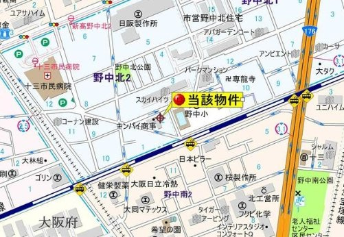 野中北２丁目倉庫の地図