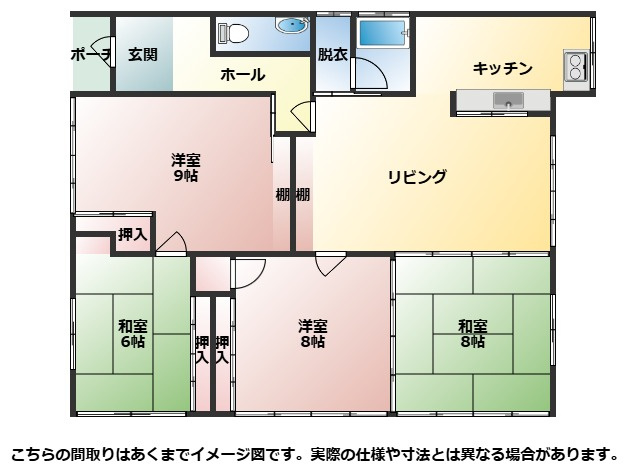 【間取り】 | 那珂郡東海村白方中央1丁目　平家　4LDK