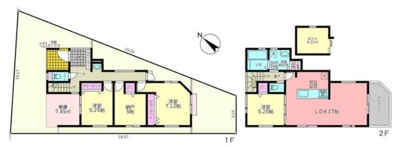 八潮市上馬場　新築戸建　全1棟の間取り|ロフト・納戸付の収納充実な3SLDK