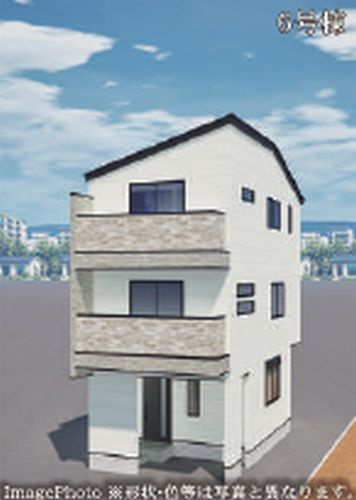 【仲介手数料０円】藤沢市善行1丁目　新築一戸建て　全2棟の外観パース|６号棟【仲介手数料０円】藤沢市善行1丁目　新築一戸建て　全2棟