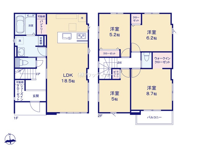 越谷市瓦曽根8期　新築一戸建ての間取り