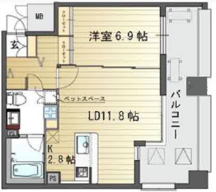 大阪市中央区島之内２丁目の事務所の間取り
