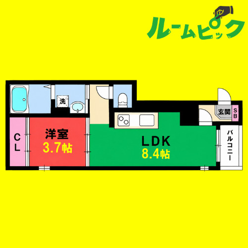 ル・ケレス八番町　名古屋市賃貸　仲介手数料無料の間取り