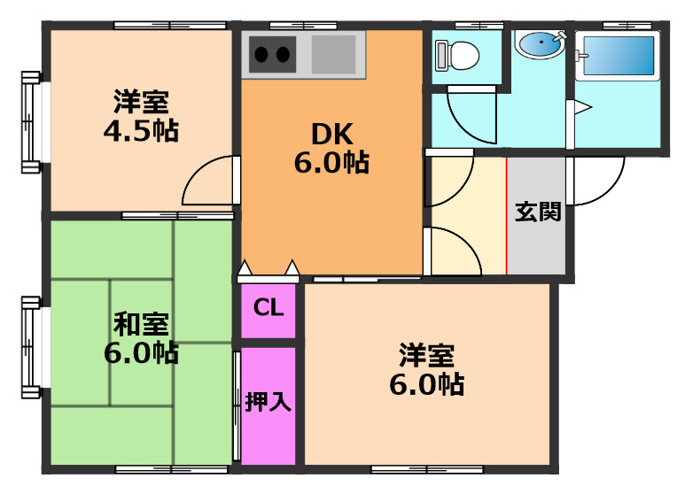 ジュネスの間取り|反転タイプ