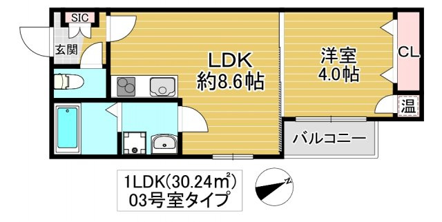 東大阪市稲田本町３丁目のアパートの間取り