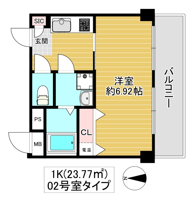 東大阪市高井田本通７丁目の賃貸マンションの間取り