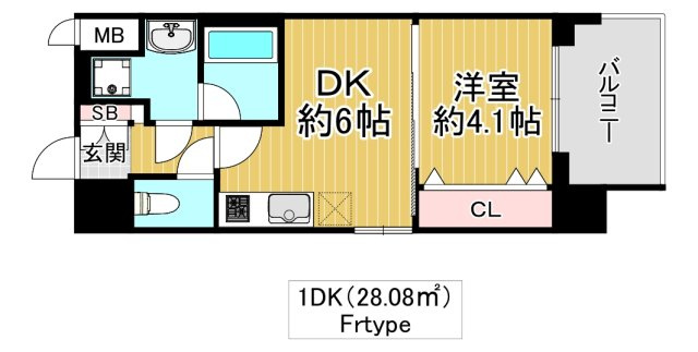 東大阪市高井田西６丁目の賃貸マンションの間取り