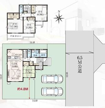 宮代町宮代台8期　新築一戸建て　グラファーレの間取り|折上天井採用で開放的な16帖リビング♪