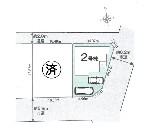 仲介手数料無料　蓮田市蓮田1210-4　新築戸建　全２棟の区画図