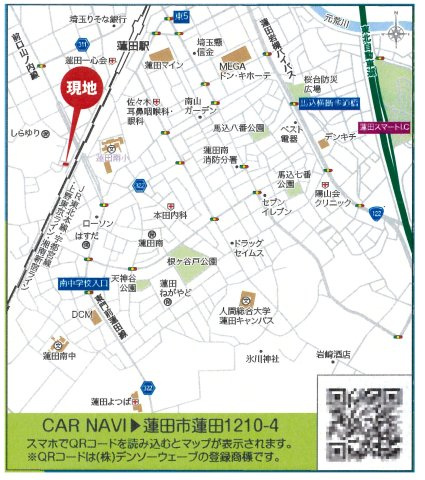 仲介手数料無料　蓮田市蓮田1210-4　新築戸建　全２棟の地図|蓮田市蓮田1210-4付近