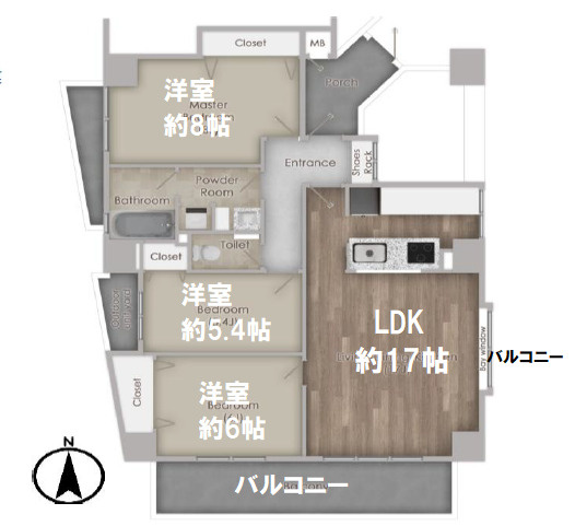 シティポート亀戸 82.81㎡　角　部屋　リ　フォーム済