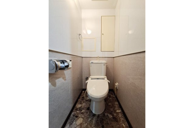 グラン・コート泉大津IIウイングプラザ2番館のトイレ|トイレ：トイレットペーパーなどを置きやすい棚付き。