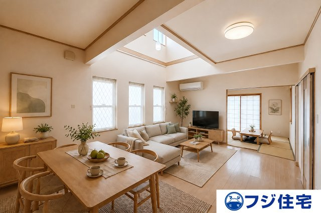 泉大津市森町2丁目の居間・リビング|※バーチャルステージング画像（AI合成）です。合成された家具等は販売価格に含まれません。
