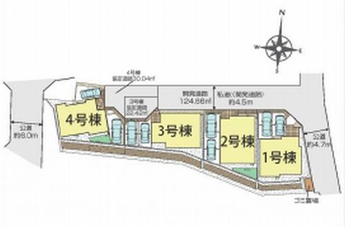 【仲介手数料０円】秦野市東田原　新築一戸建て　全4棟の区画図|秦野市東田原　新築一戸建て　全4棟