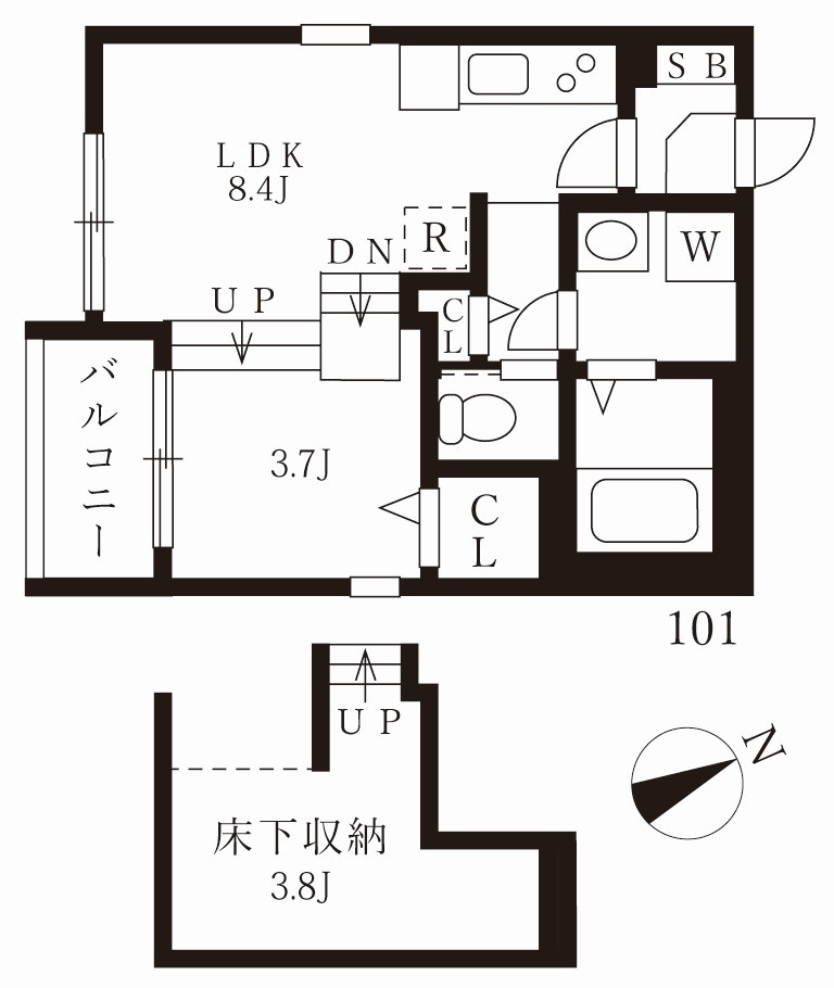 スヴニール伝馬の間取り