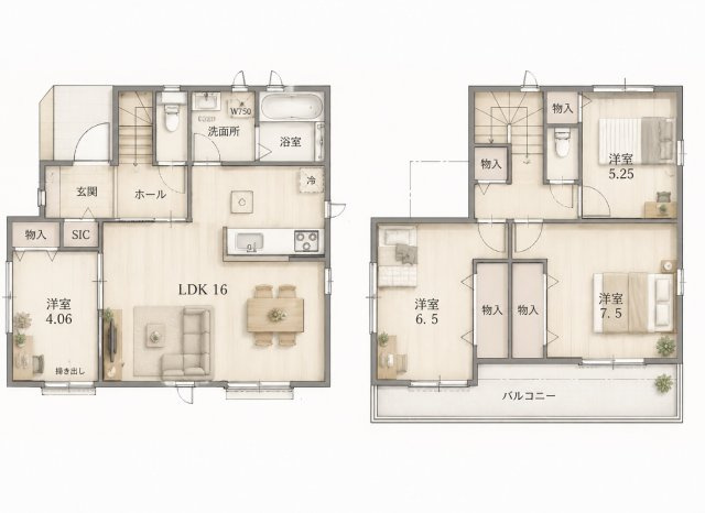 葛飾区西水元２丁目新築分譲住宅　限定１棟の間取り