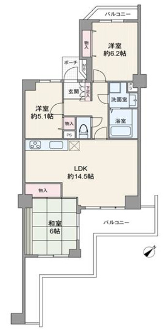 本山ロイヤルマンションの間取り|本山南小学校徒歩3分！お子様の通学も安心の距離♪