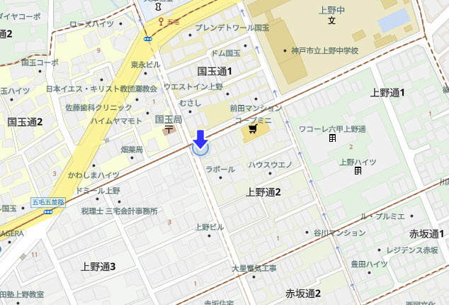 神戸市灘区上野通2丁目　中古戸建の地図