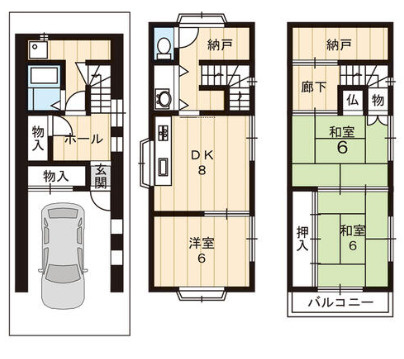 神戸市灘区楠丘町3丁目　中古戸建の間取り