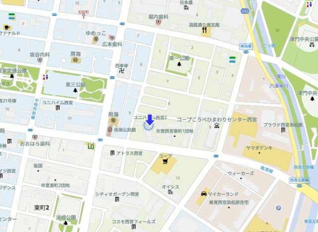 ユニハイム西宮Ⅱの地図