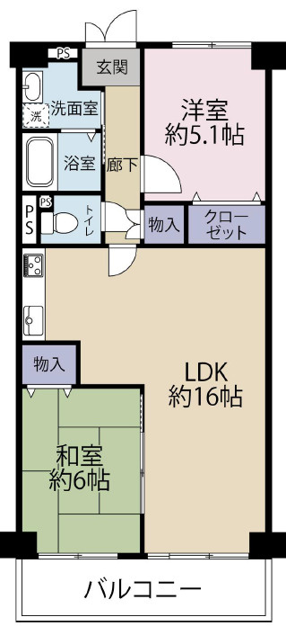日商岩井香枦園マンション一号棟の間取り