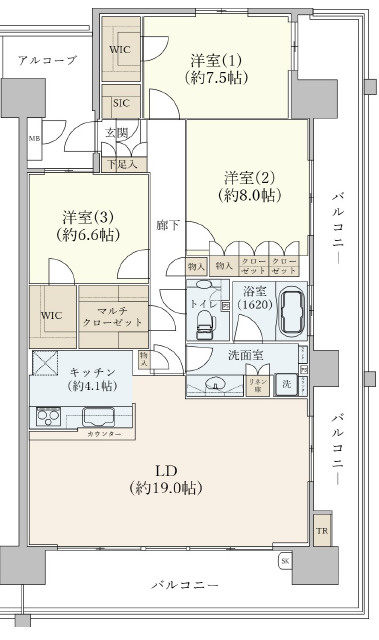 グリーンラグーナ甲子園B棟の間取り