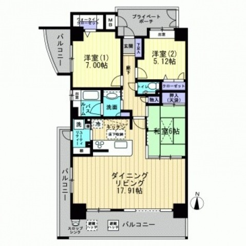 パークヒルズ門田屋敷の間取り
