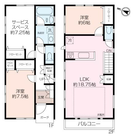 【２階リビング×18帖のLDK】富岡西４丁目新築戸建　B号棟の画像