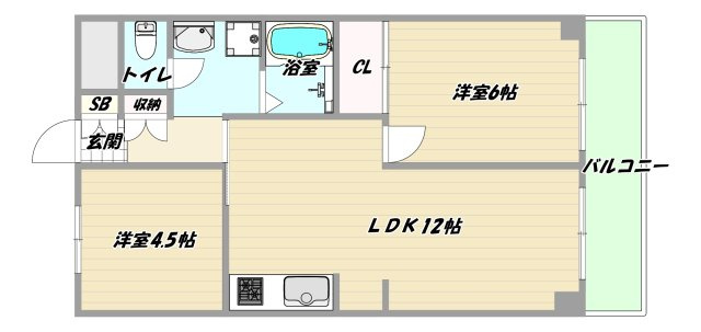 大阪市淀川区木川東４丁目の賃貸マンションの間取り