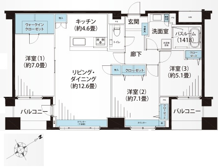 せっかくの新居だからこそ、見たまんまの世界観でスタートするもの悪くない。家具もエアコンもそのまま一緒にどうぞ！な、住む人のことを考えられた【クレッセント新横浜イルドマーニ】リノベーションの間取り
