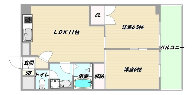 大阪市淀川区木川東４丁目の賃貸マンションの間取り