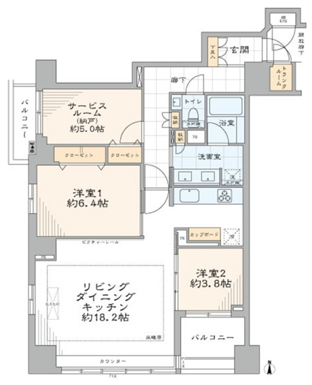 【間取り】 | クイーンズパレス東京中央