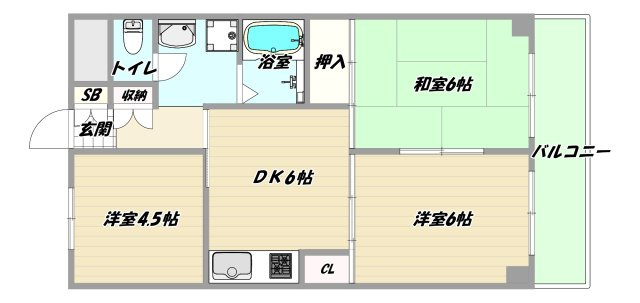大阪市淀川区木川東４丁目の賃貸マンションの間取り