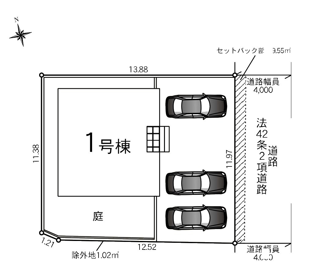 小郡市小郡第26-1棟（1号棟）の区画図|配置図（1号棟）