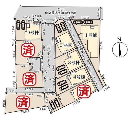 松伏町松伏　新築戸建　全9棟　1号棟の区画図|全9棟の新築分譲住宅！お好きなお家を選べます