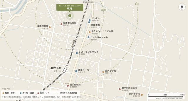 邑久町山田庄18区画　Triple　Terrace　OKU　⑮号地の地図