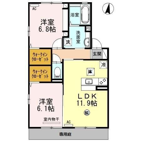 ハルブラッサム富の原B棟の間取り