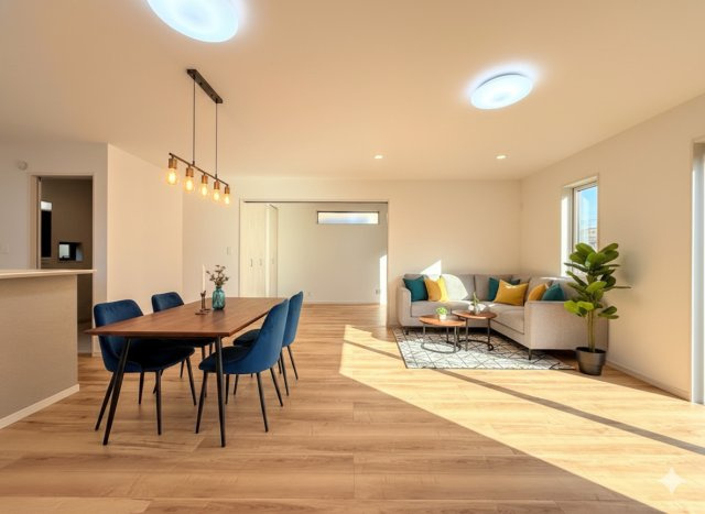 戸塚区戸塚町　新築戸建て　第5の居間・リビング|［モデルハウス］◆一家だんらんのスペースとなるＬＤＫ。窓から明るい光が差し込み、思わず家族の会話も弾む快適な空間。