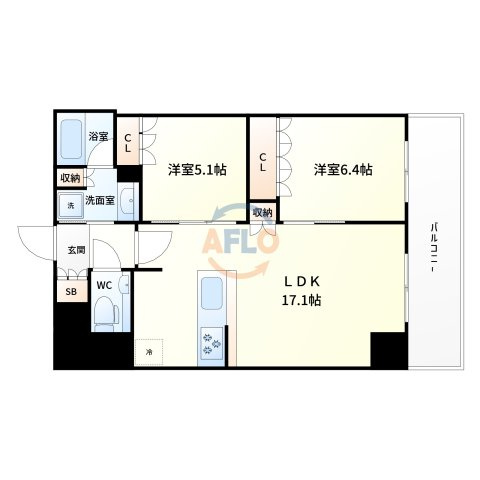 ジオタワー大阪十三　十三小学校区の間取り|間取り
