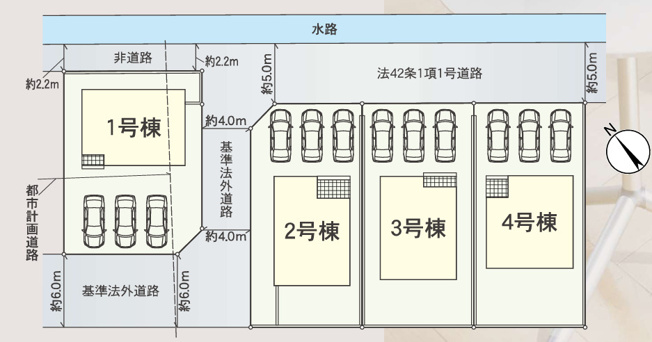 【区画図】 | クレイドルガーデン倉敷市連島町鶴新田第15 (全4棟)
