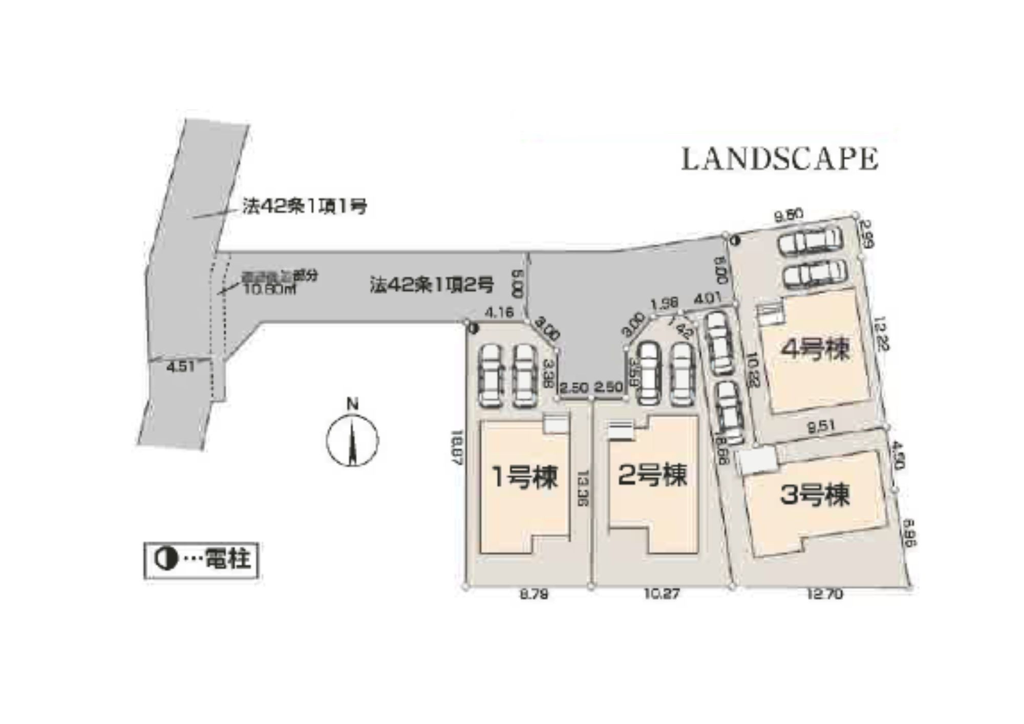 日の出町大久野の区画図|全4棟の現場です。最新の販売状況はお問い合わせください。