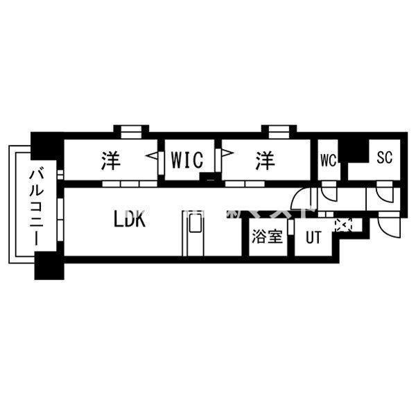 大阪市天王寺区上本町２丁目の賃貸マンションの間取り