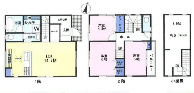 築浅住宅！角地　大手ハウスメーカー施工の間取り|導線を考えられた間取り