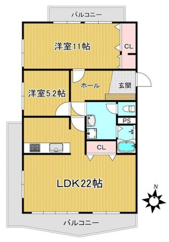 海まで9分！「葉山サンハイツ」　2階の間取り|導線を考えられた間取り