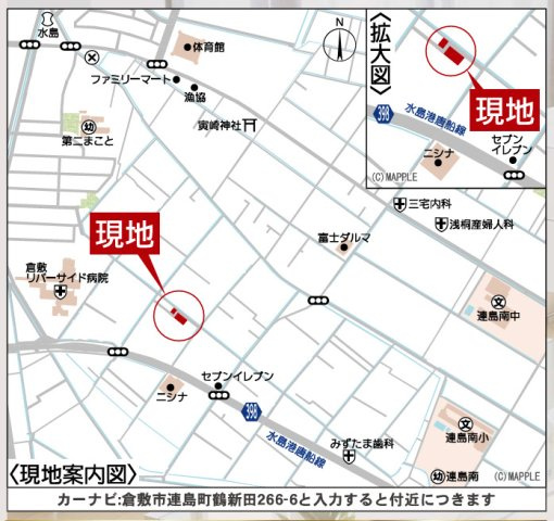 【地図】 | クレイドルガーデン倉敷市連島町鶴新田第15 (全4棟)